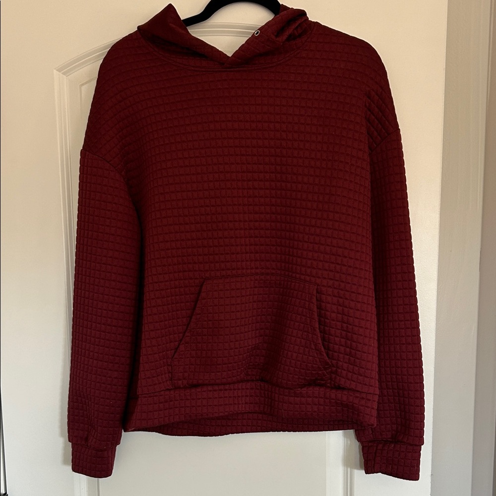 Burgundy Waffle Knit Hoodie